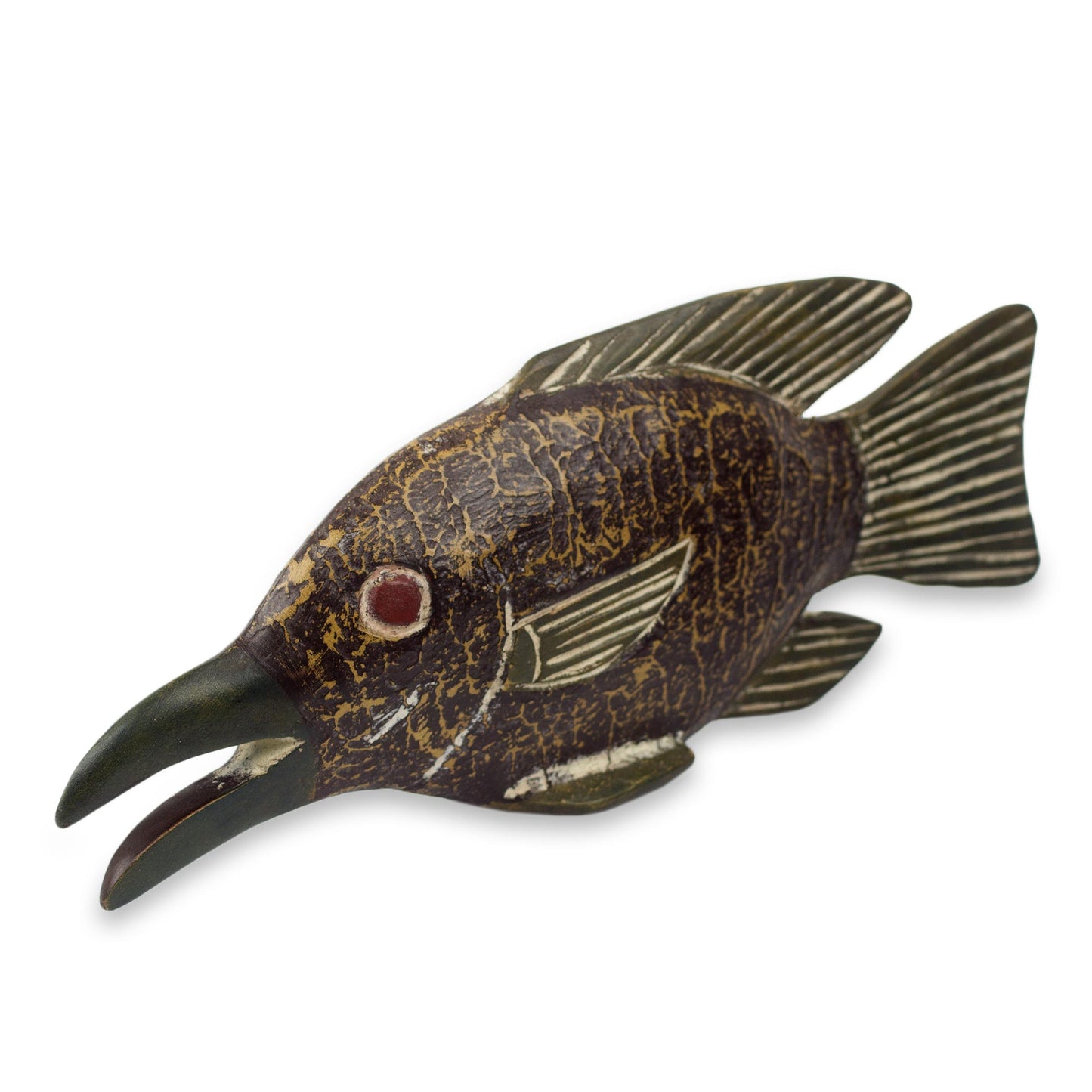 Snipefish Rustic Fish Sculpture Hand Carved of Wood in Ghana