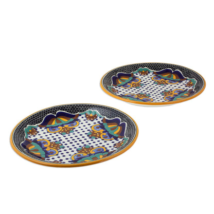 Zacatlan Flowers Artisan Crafted Ceramic 12-inch Dinner Plates (Pair)