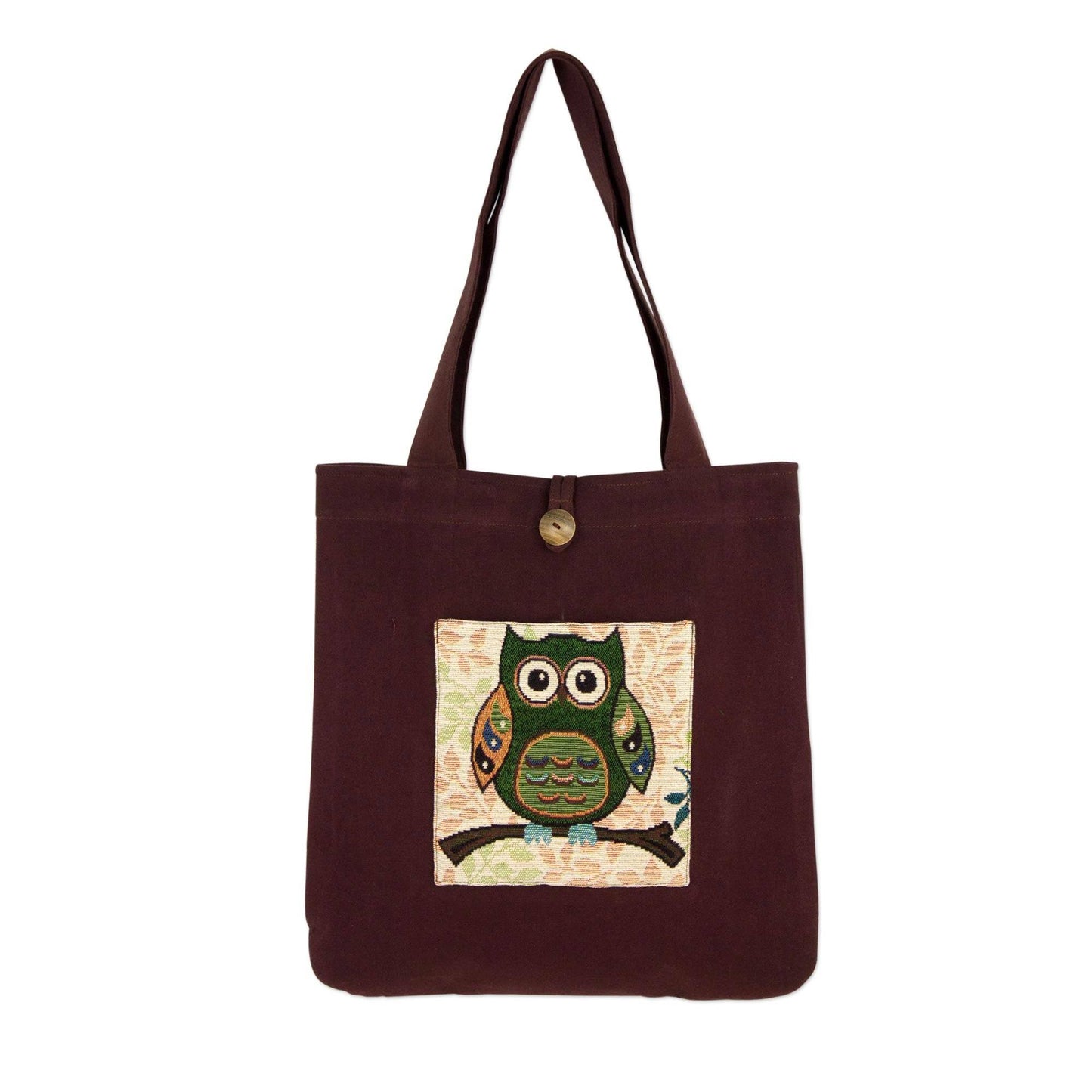 Playful Owl Handcrafted Tote Bag