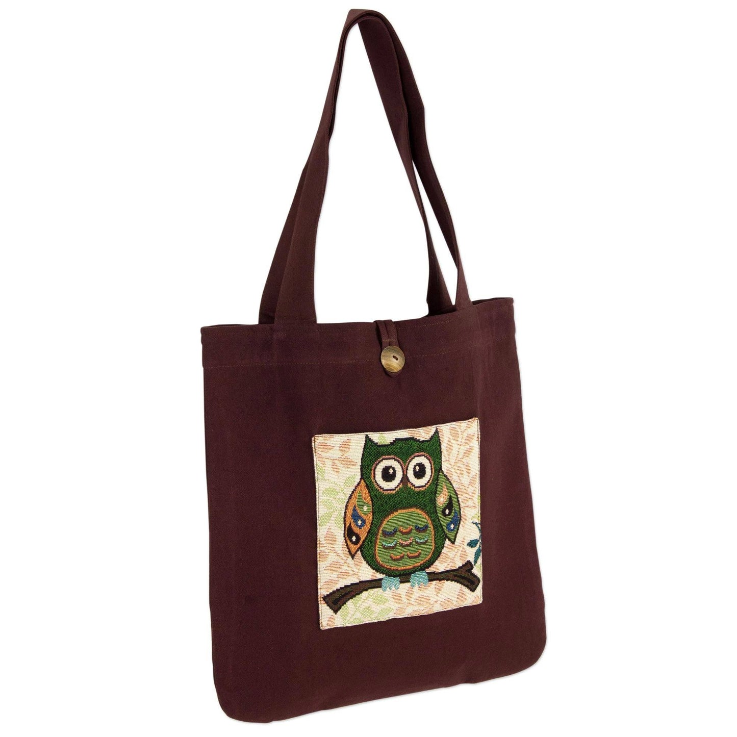 Playful Owl Handcrafted Tote Bag