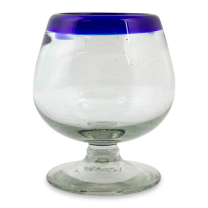 Cobalt Kiss Cobalt Blue Rim Hand Blown 6 oz Tequila Glasses (Set of 6)