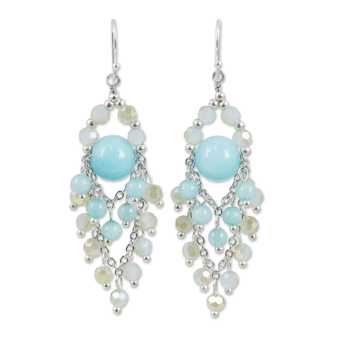 Brilliant Meteor Quartz Silver Plated Chandelier Earrings