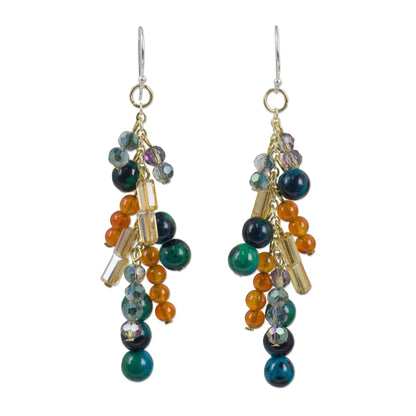 Brilliant Cascade Gemstone Waterfall Earrings in 24k Gold Plated Sterling