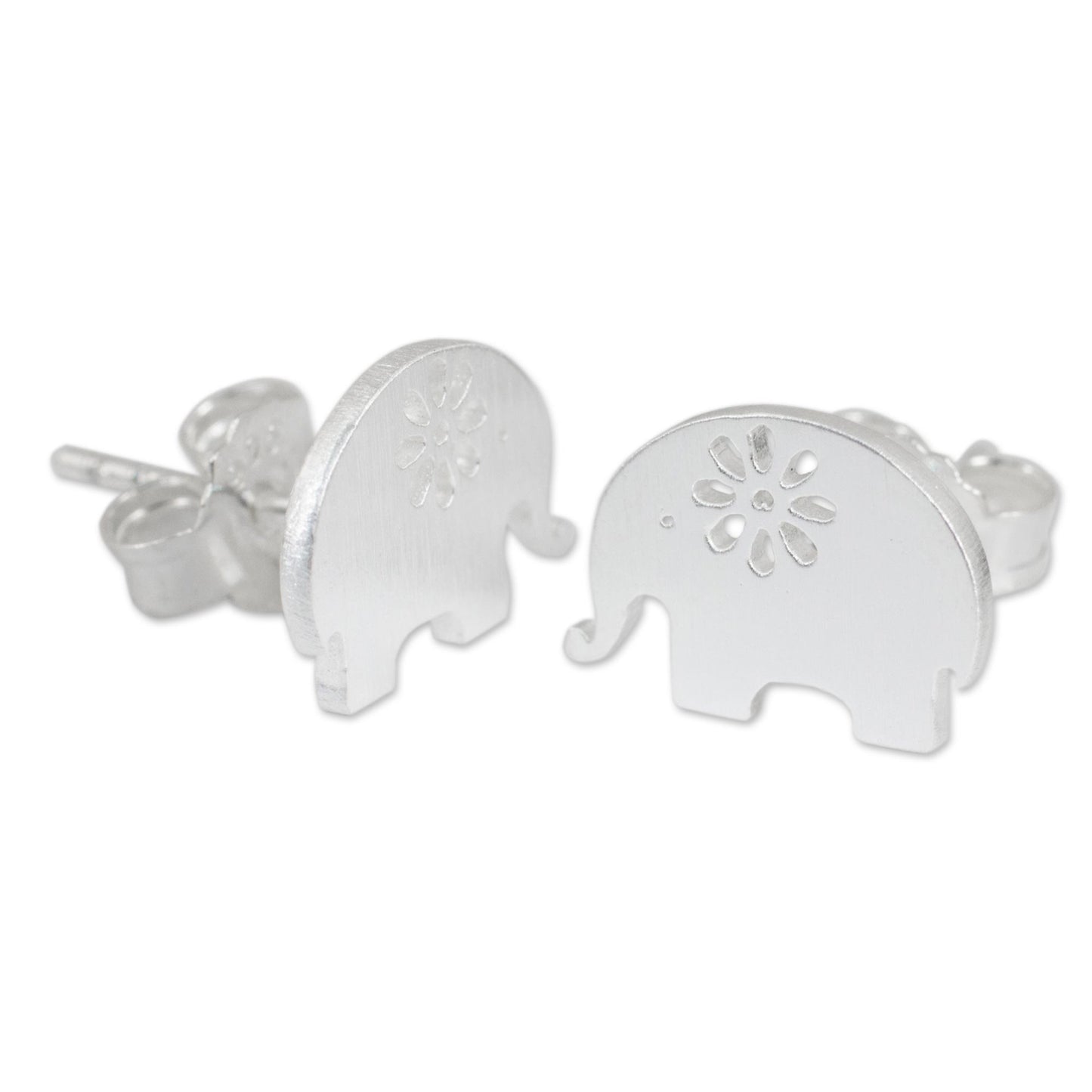 Blooming Elephants Handmade Elephant Stud Earrings in Sterling Silver