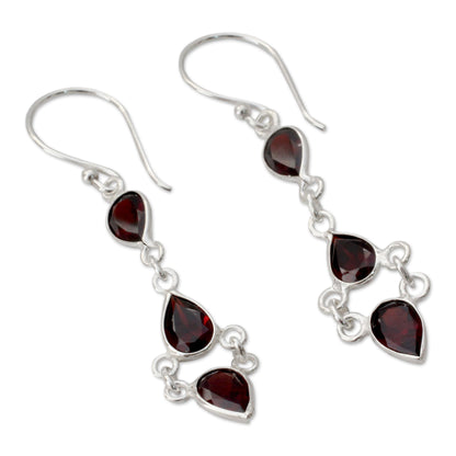 Mystic Wonder Garnet & Silver Dangle Earrings