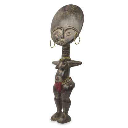 Fante Fertility Doll III Fair Trade African Hand Carved Wood Fertility Doll Figurine