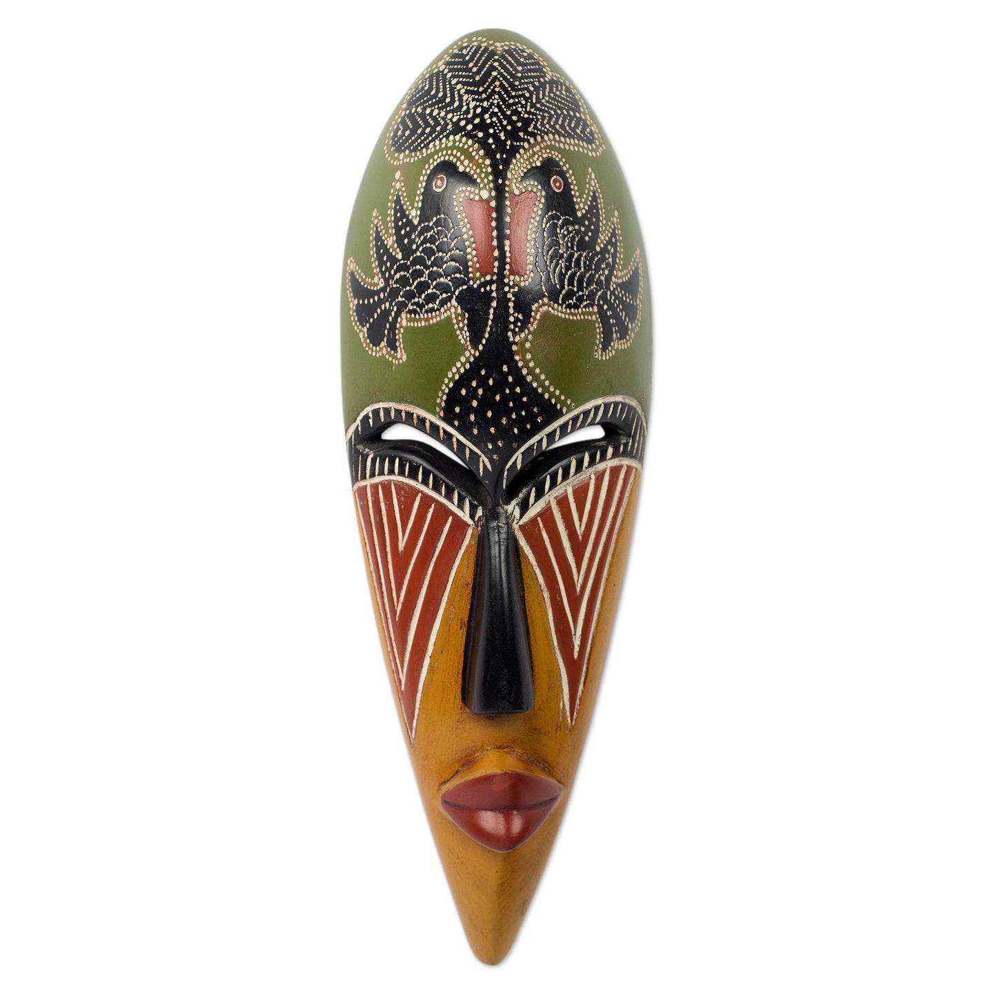 Eagle African Artisan Designed Wood Wall Mask with Eagle Motif