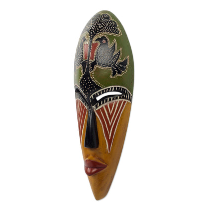 Eagle African Artisan Designed Wood Wall Mask with Eagle Motif