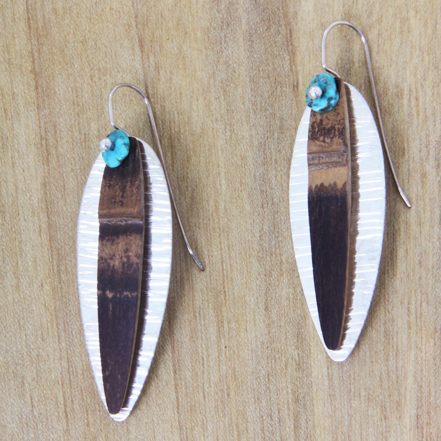 Bamboo Island Drop Earrings Crafted from Silver Turquoise and Bamboo