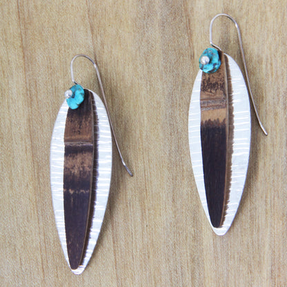 Bamboo Island Drop Earrings Crafted from Silver Turquoise and Bamboo