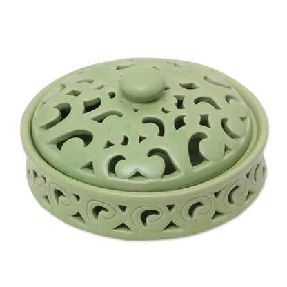 Jatiluwih Green Handmade Light Green Ceramic Mosquito Coil Holder