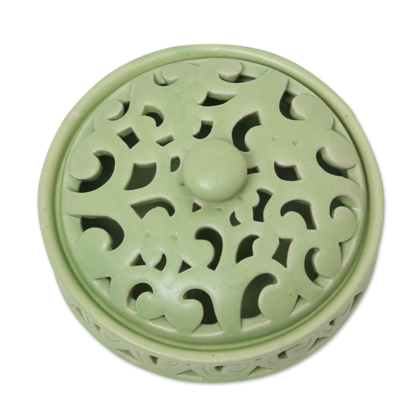 Jatiluwih Green Handmade Light Green Ceramic Mosquito Coil Holder