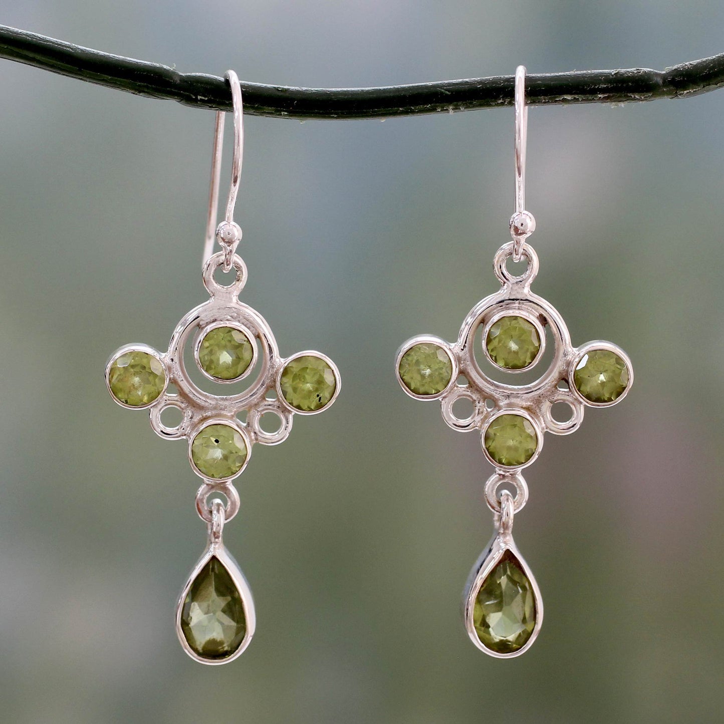 Tart and Sweet Sterling Silver 925 and Peridot Dangle Style Earrings