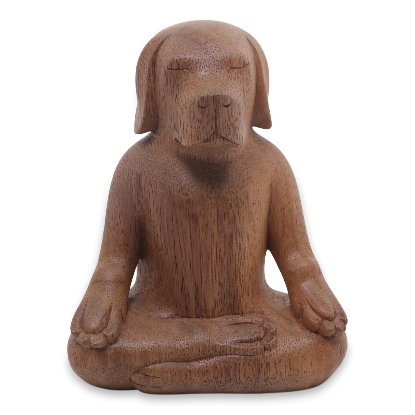 Yoga Beagle Artisan Hand Carved Wood Beagle in Yoga Pose Sculpture