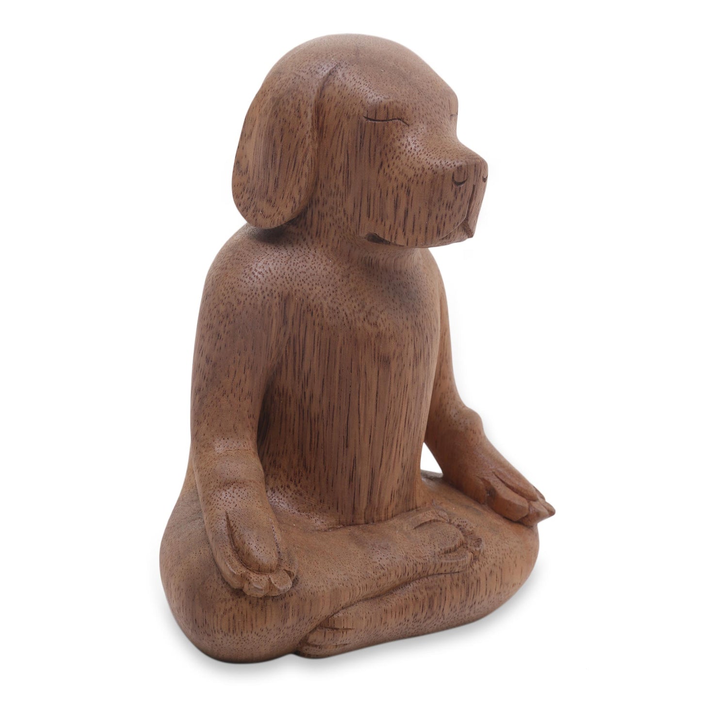 Yoga Beagle Artisan Hand Carved Wood Beagle in Yoga Pose Sculpture