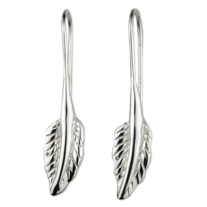 Windblown Leaf Artisan Crafted Mexican Silver Leaf Theme Earrings