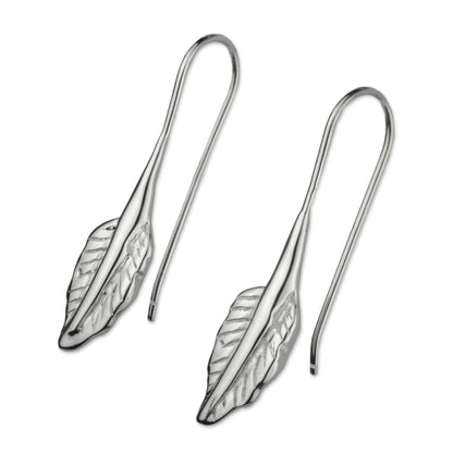 Windblown Leaf Artisan Crafted Mexican Silver Leaf Theme Earrings