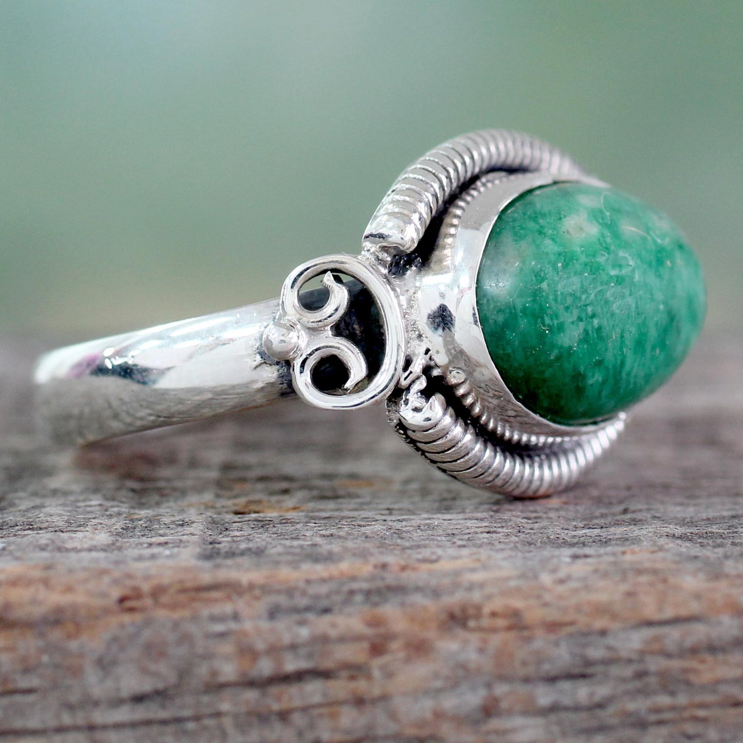 Seafoam Amazonite & Silver Ring