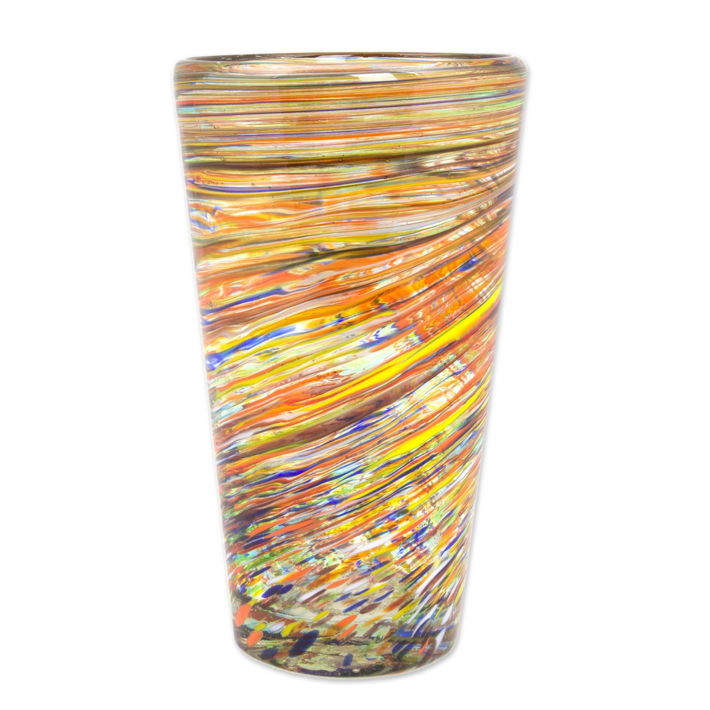 Rainbow Centrifuge Hand Blown Mexican Multicolor 13 oz Highball Glasses (6)