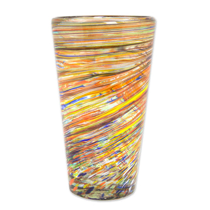 Rainbow Centrifuge Hand Blown Mexican Multicolor 13 oz Highball Glasses (6)