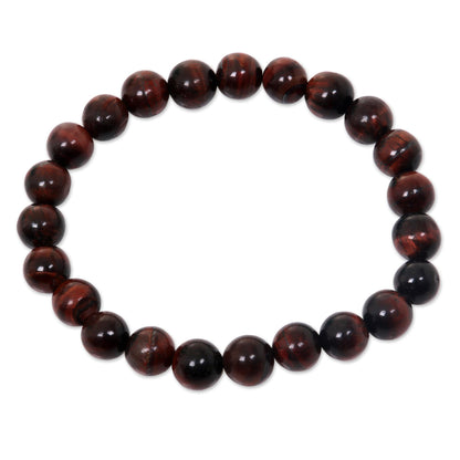 Sanur Chocolate Women's Brown Agate Beaded Stretch Bracelet