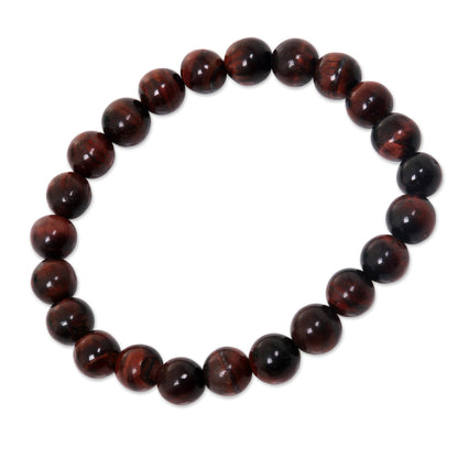 Sanur Chocolate Women's Brown Agate Beaded Stretch Bracelet