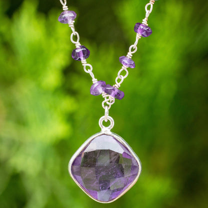 Lavender Breeze Handcrafted Faceted Amethyst and Sterling Silver Necklace