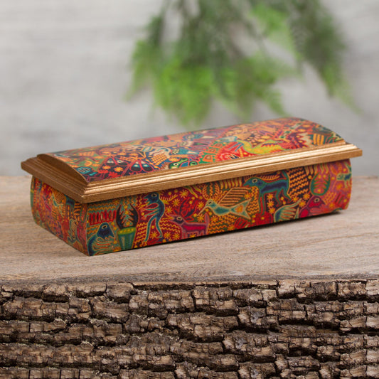 Huichol Fiesta Huichol Theme Decoupage Jewelry Box with Mirror