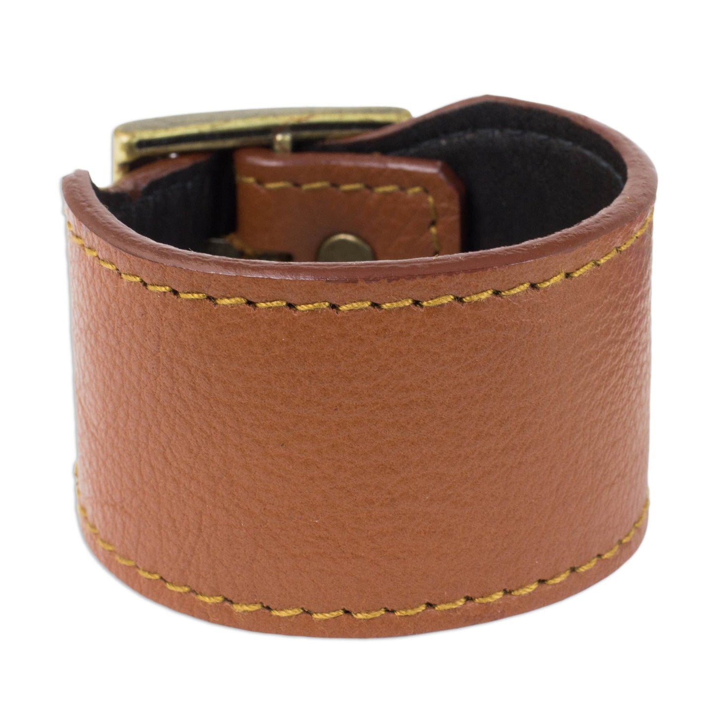 Courage in Chocolate Brown Thai Handcrafted Chunky Brown Leather Wristband