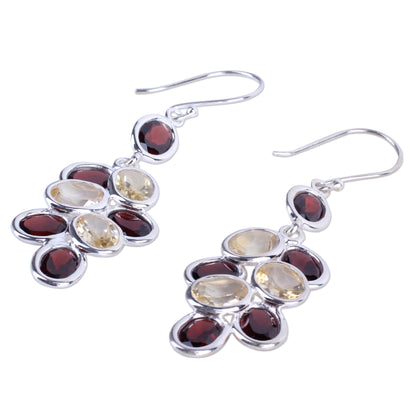 Garnet Beauty Garnet and Citrine Dangle Earrings 30 Carat from India