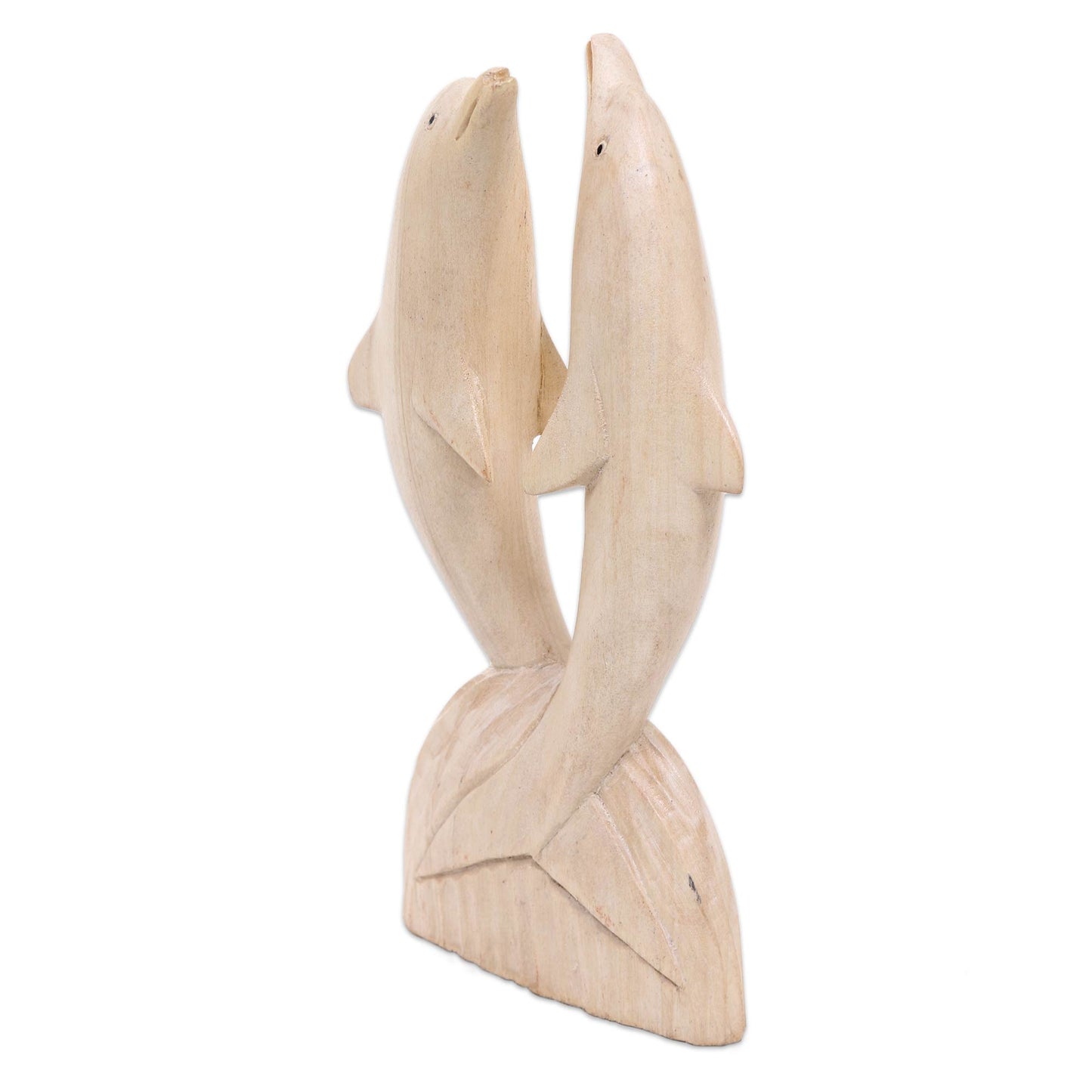 Jumping Dolphins Natural Finish Hibiscus Wood Statuette of Jumping Dolphins