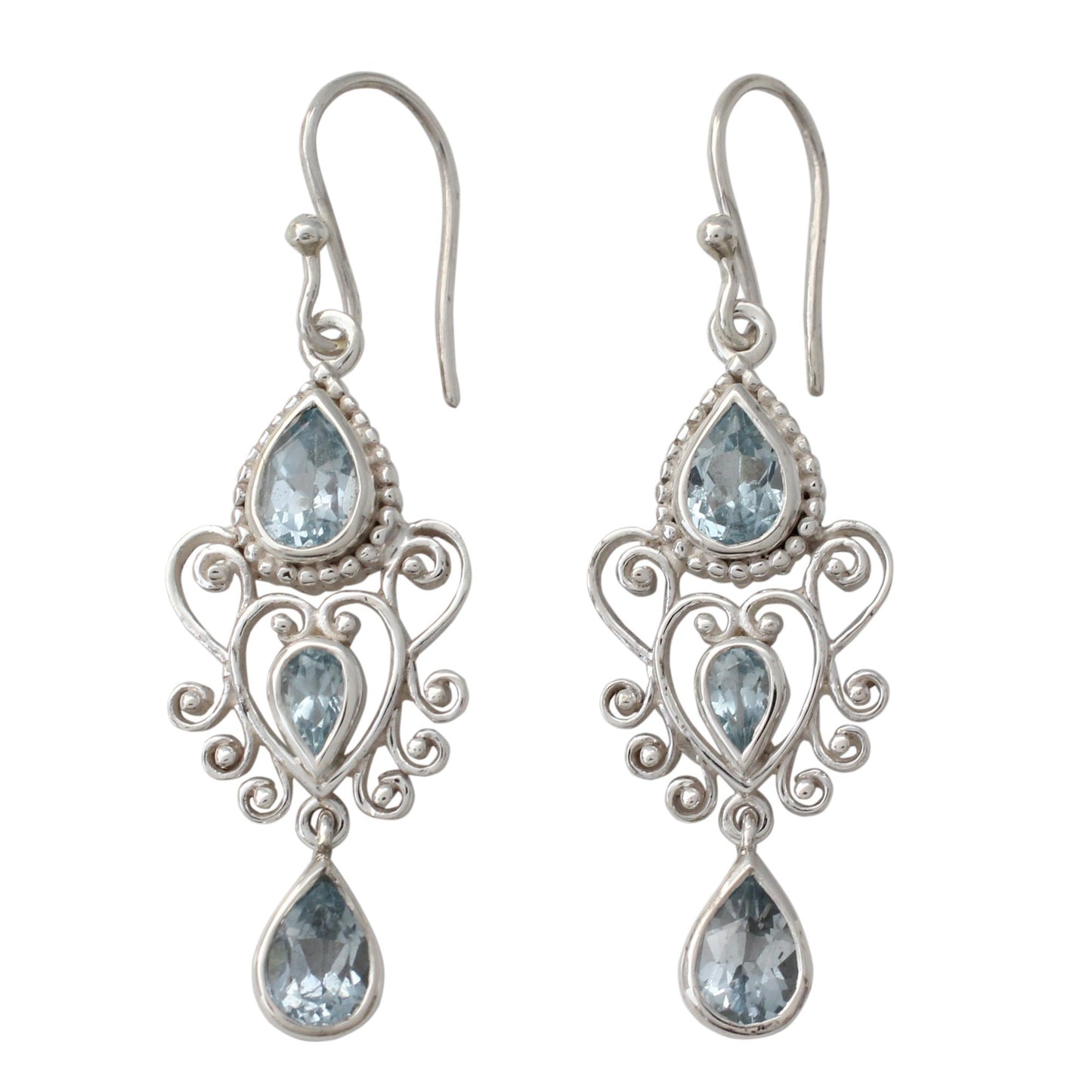 Enchanted Princess Blue Topaz Gemstone Dangle Earrings in 925 Sterling Silver