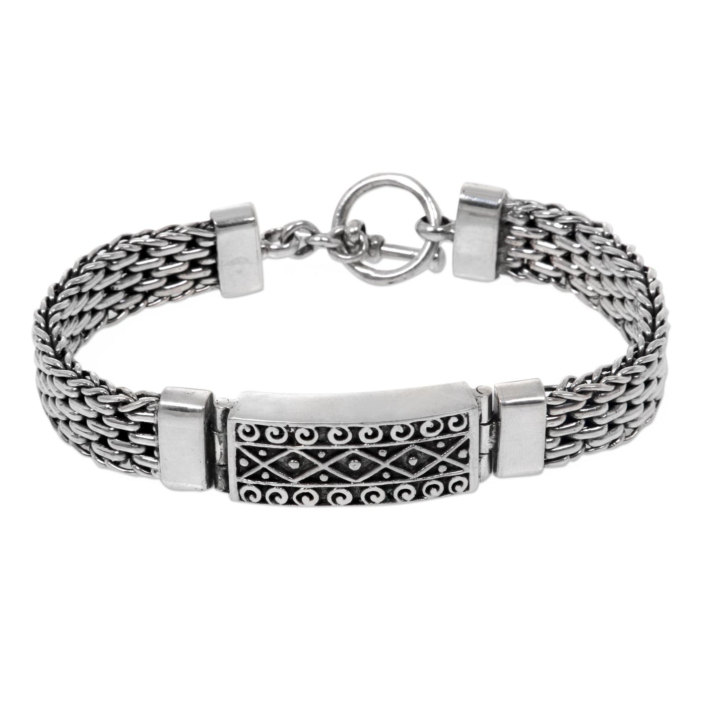 Bali Spirit Panther Link Chain Bracelet with Pendant in 925 Silver