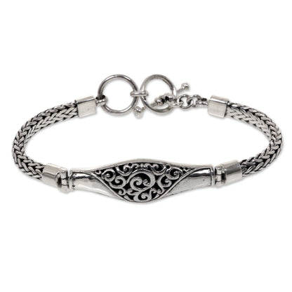 Magnificent Wave Sterling Silver Naga Chain Bracelet from Bali