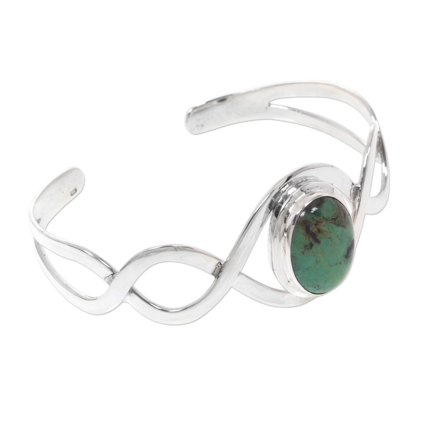 DNA Sterling Silver and Reconstituted Turquoise Cuff Bracelet