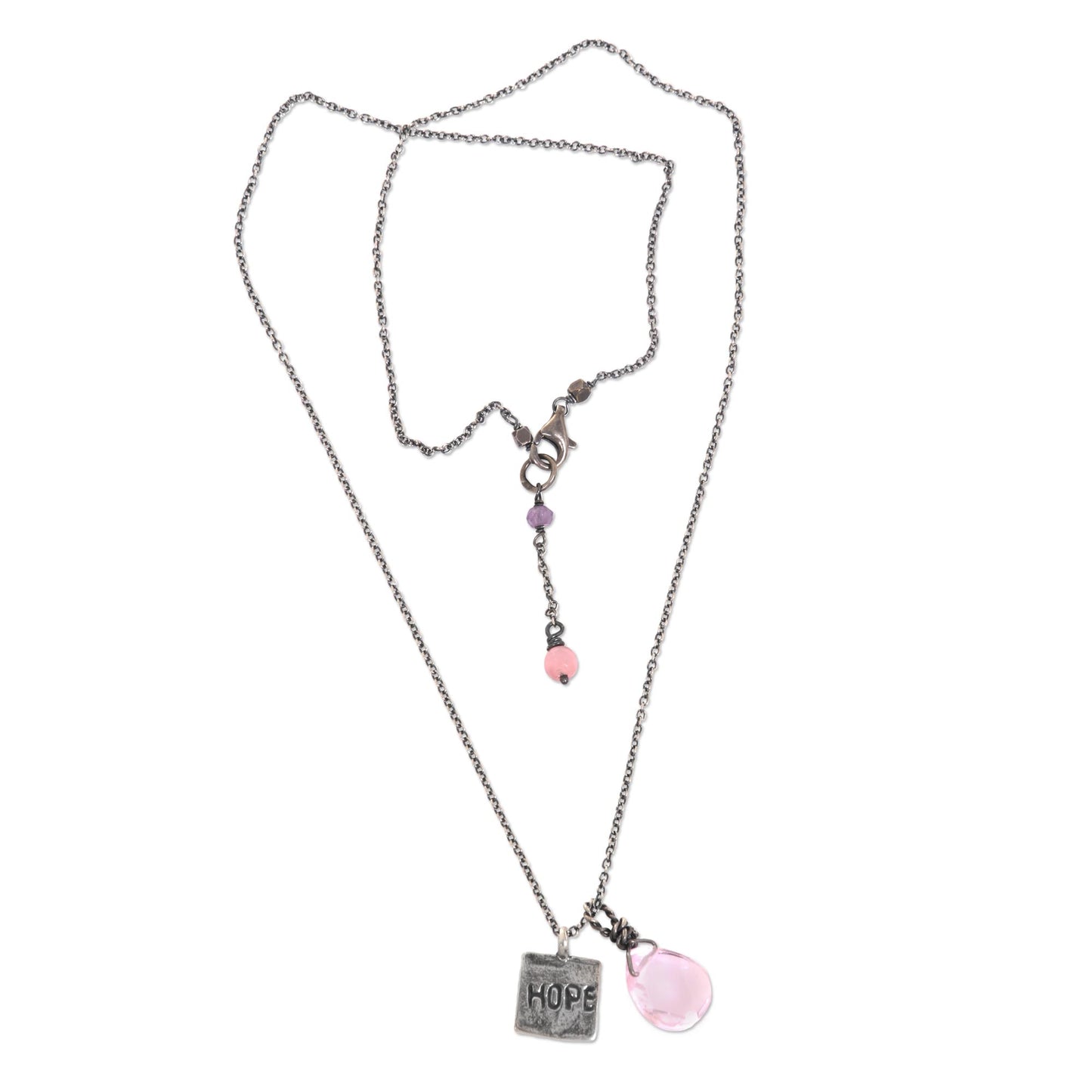 Inspiring Hope Sterling Silver Inspirational Hope Necklace with Rose Quartz