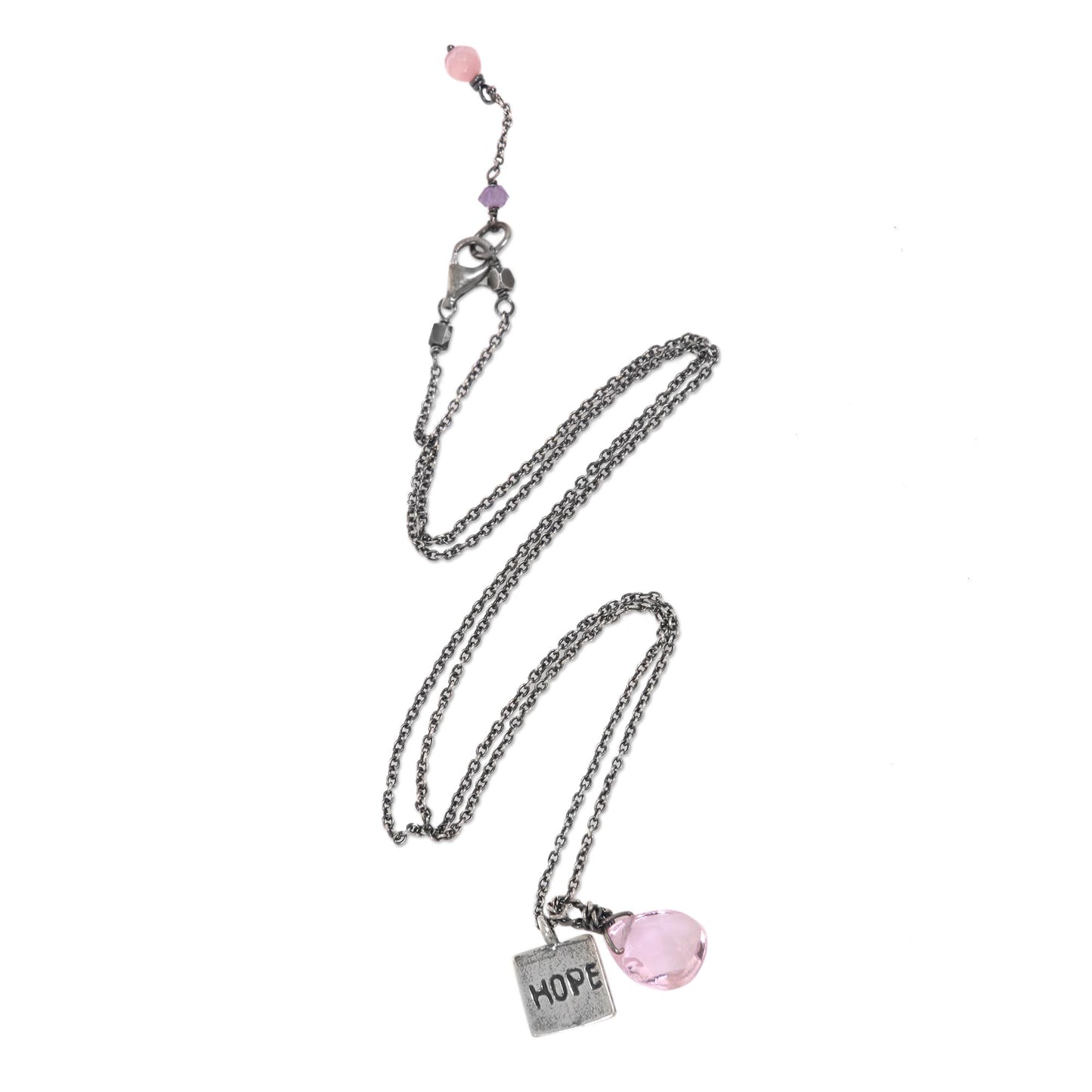 Inspiring Hope Sterling Silver Inspirational Hope Necklace with Rose Quartz