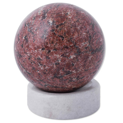 Red Planet Handcrafted Rhodochrosite Gemstone Sphere and Stand