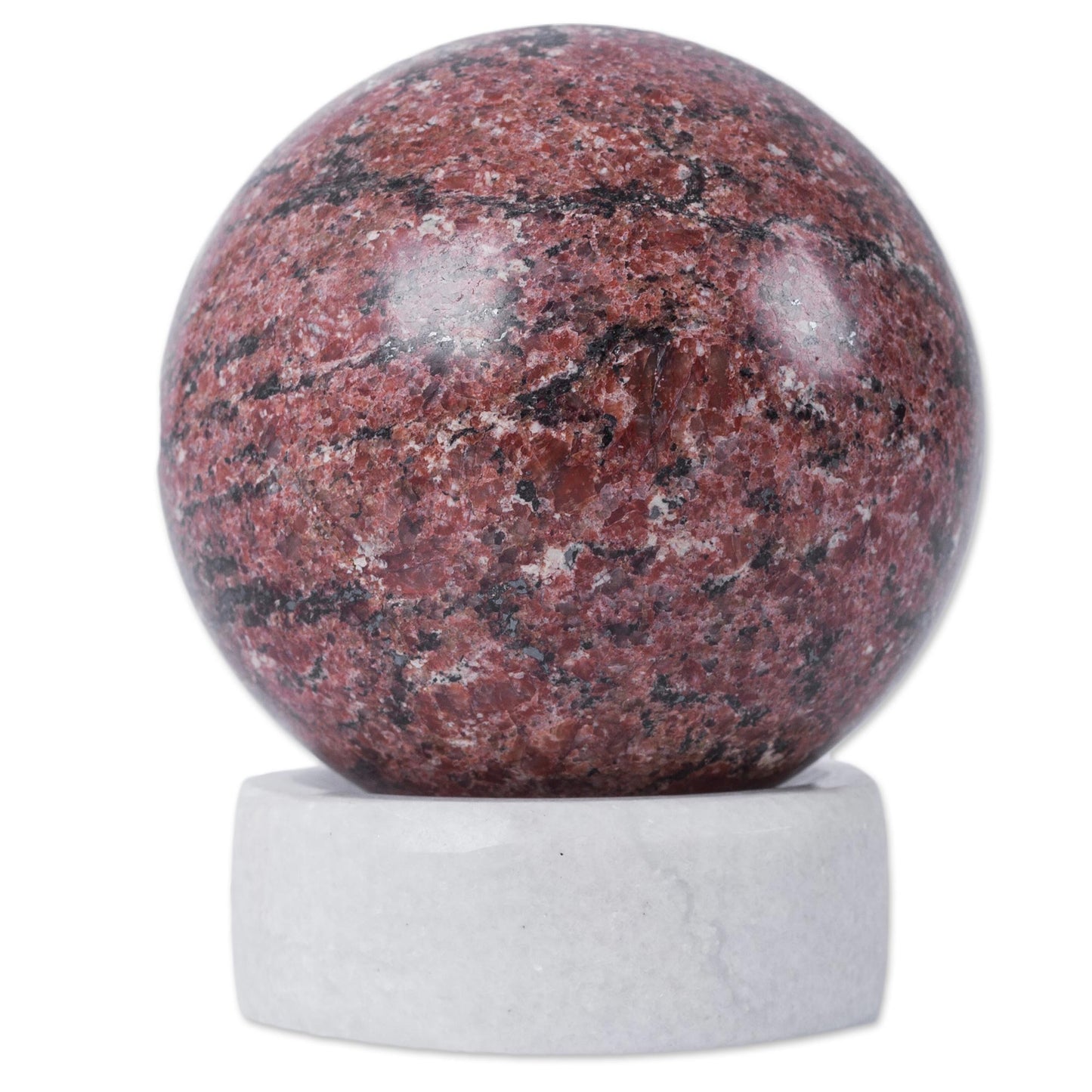 Red Planet Handcrafted Rhodochrosite Gemstone Sphere and Stand