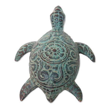 Green Turtle Handcrafted Bronze Sculpture