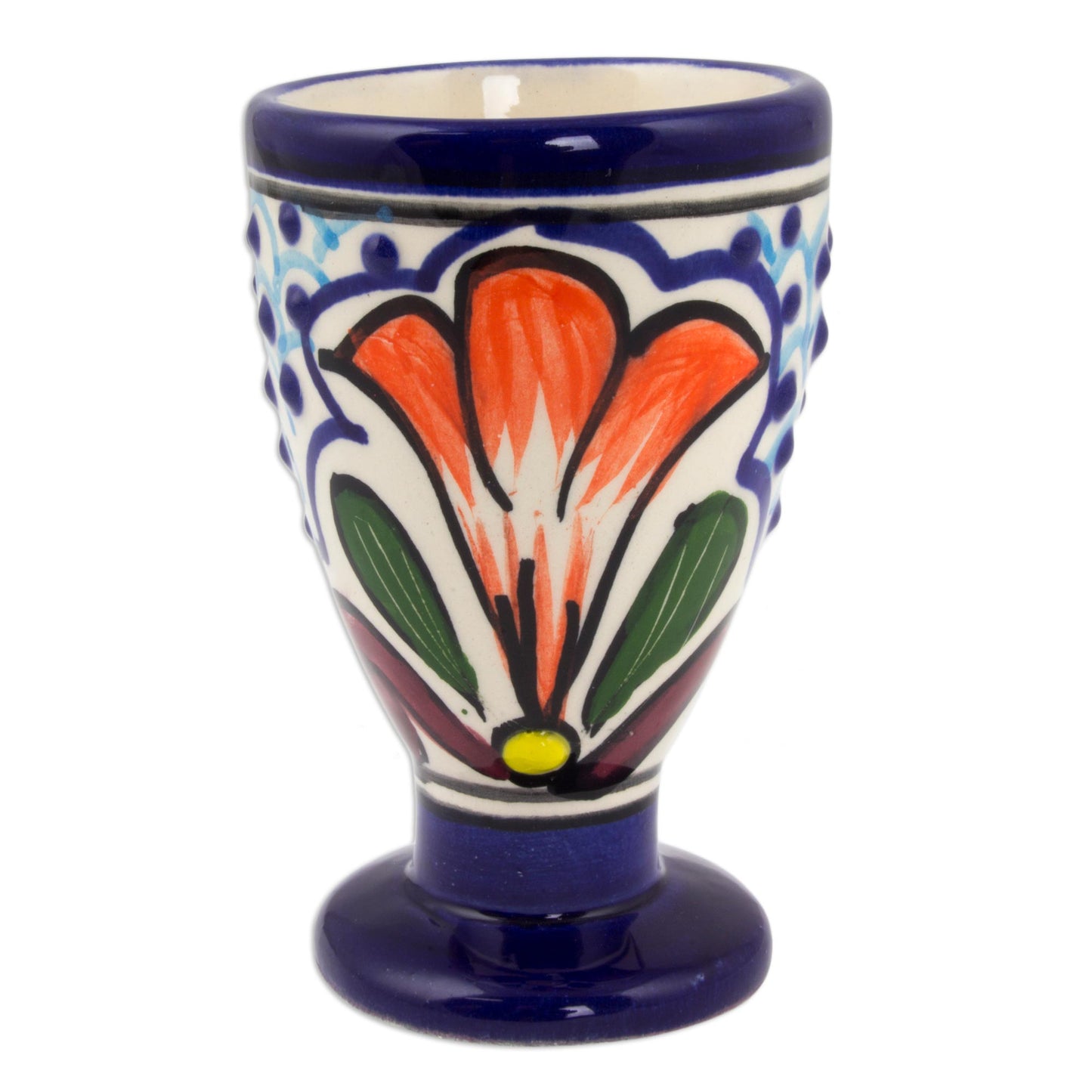 Radiant Flowers Painted Ceramic Cordial Glass Set