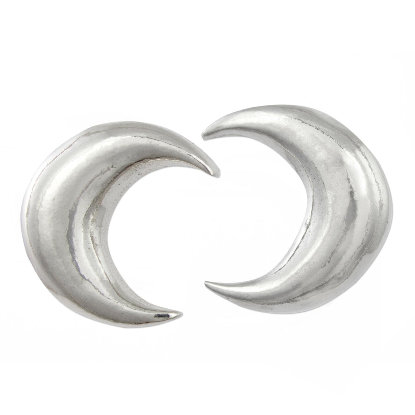 Twilight Moons Shiny Crescent Moon 925 Silver Button Earrings from Mexico