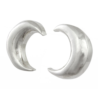 Twilight Moons Shiny Crescent Moon 925 Silver Button Earrings from Mexico