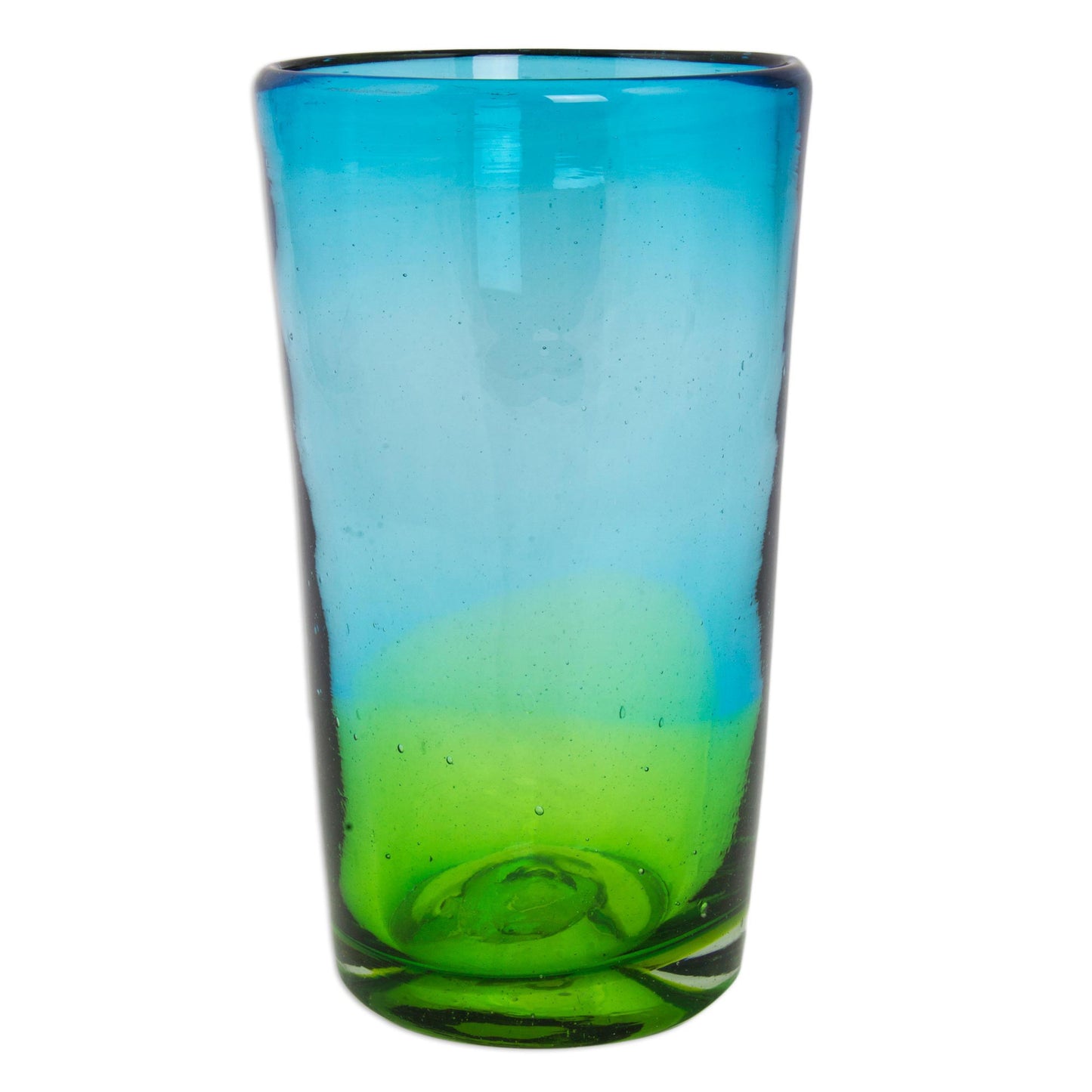 Aurora Tapatia 6 Artisan Crafted Blue Green Blown Glass Highball Glasses