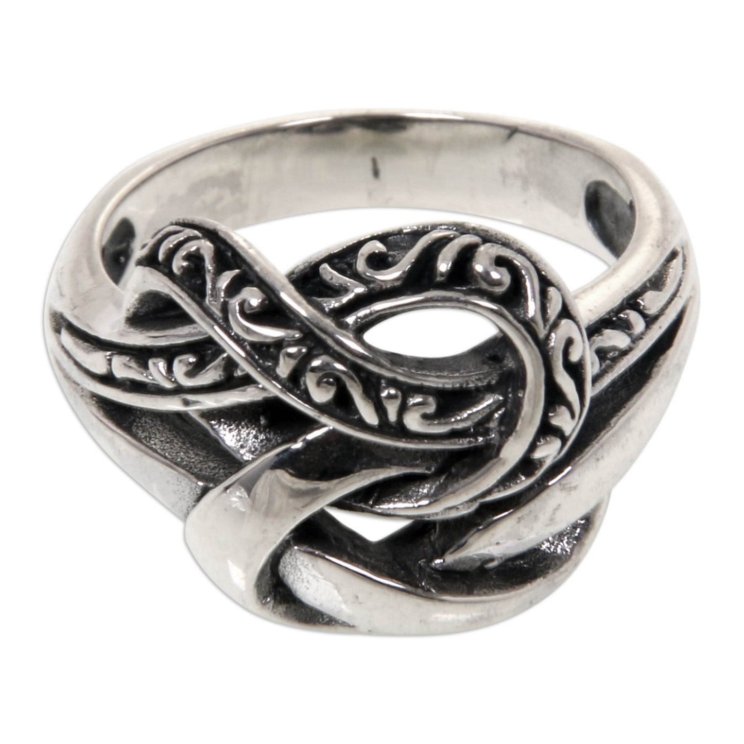 Linked Combination Finish Sterling Silver Cocktail Ring from Bali