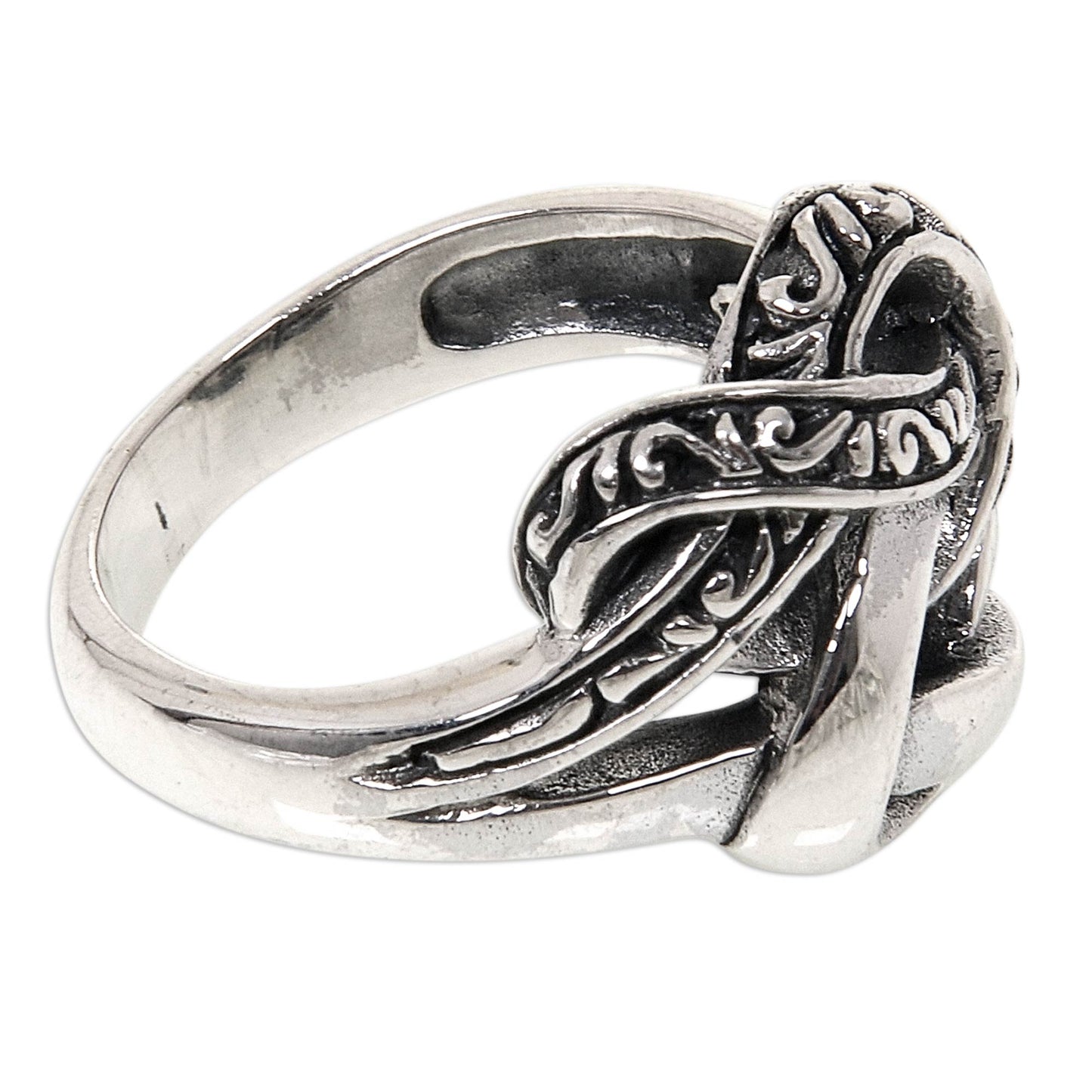 Linked Combination Finish Sterling Silver Cocktail Ring from Bali