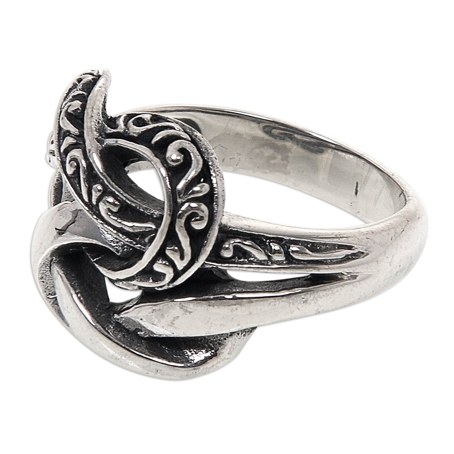 Linked Combination Finish Sterling Silver Cocktail Ring from Bali