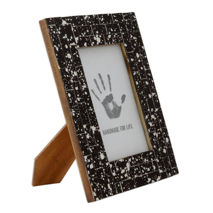 Midnight Memories Black Glass Mosaic Modern 4 x 6 Picture Frame