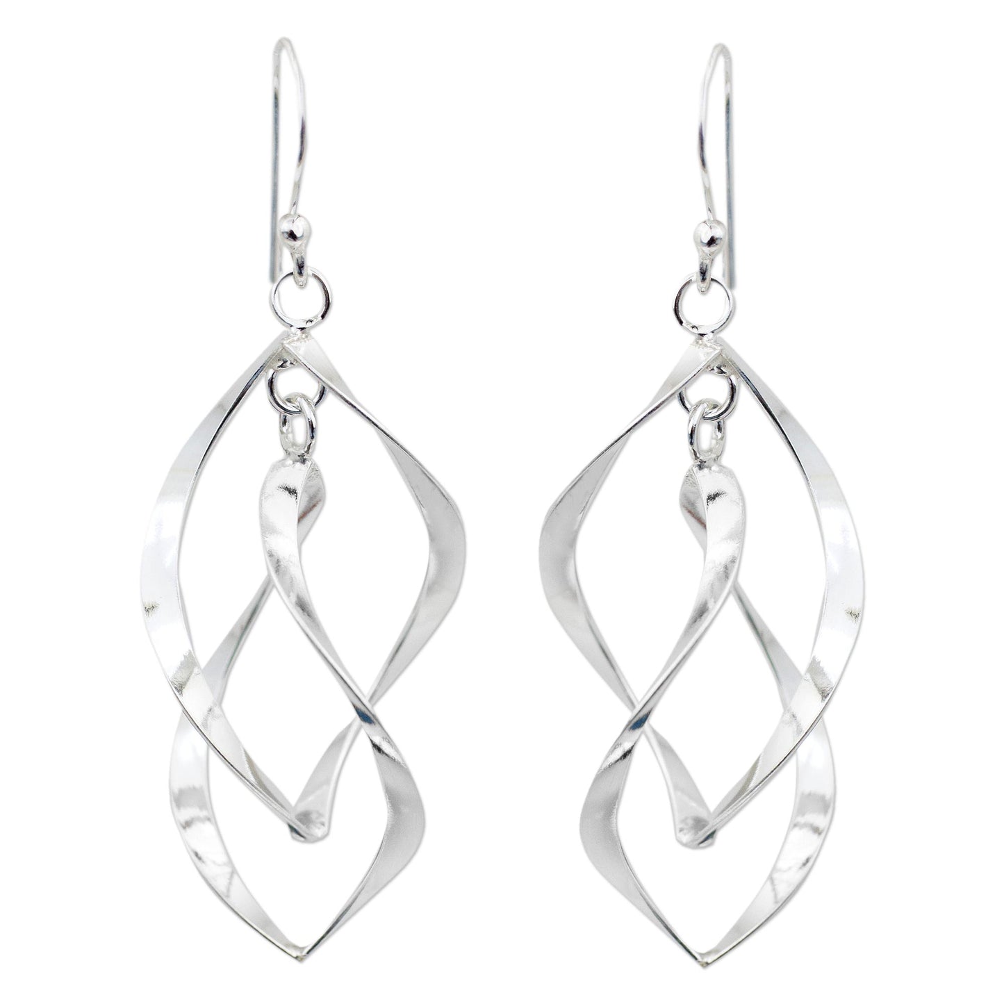 Linking Leaves Silver Dangle Earrings