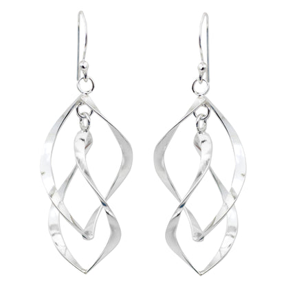 Linking Leaves Silver Dangle Earrings